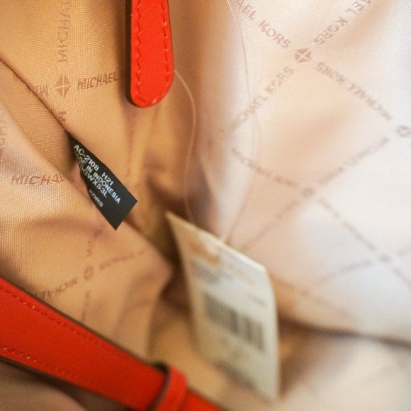 Michael Kors Hope Large Satchel Shoulder Crossbody Bag Red Flame - Picture 12 of 13